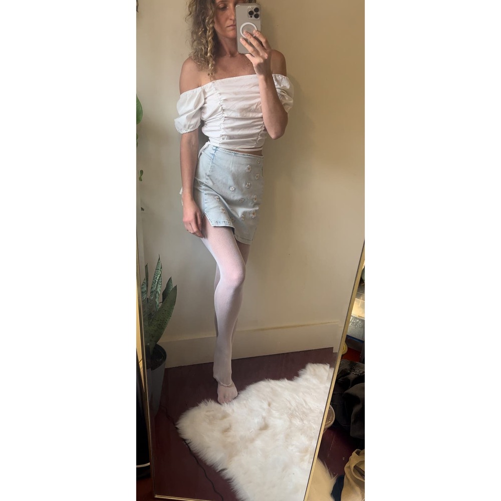 white lace up coquette shirt